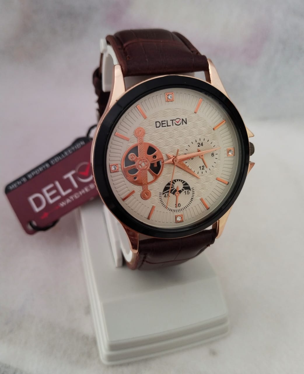 DELTON LEATHER STRAP WATCH FOR MEN